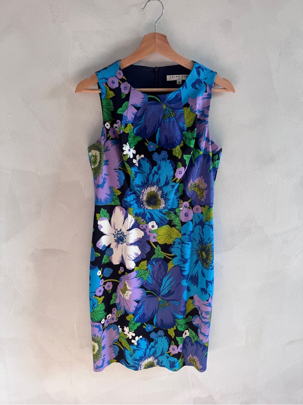 Trina Turk - Blue & Purple Floral Midi Sheath Dress